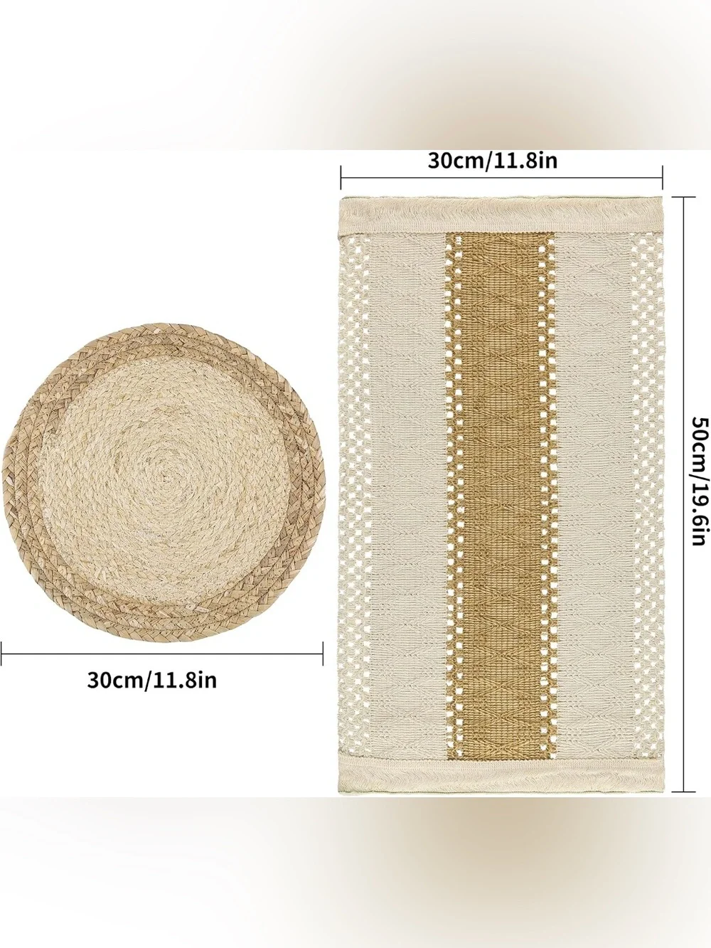 Placemats & Tablemats Set of 4 Boho Rustic